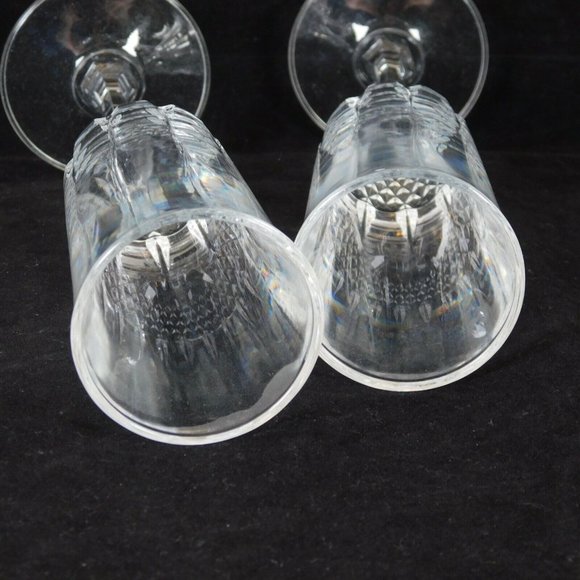 Set of 2 Cut Crystal Champagne Flutes 8.5 in tall Hexagonal Stem Brilliant Cut - Picture 9 of 9
